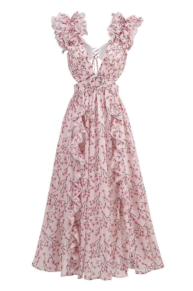 Suzanne Printed Cut-out Maxi Dress