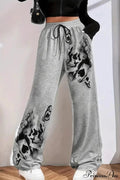 Tire Track Print Drawstring Loose Wide-leg Pants