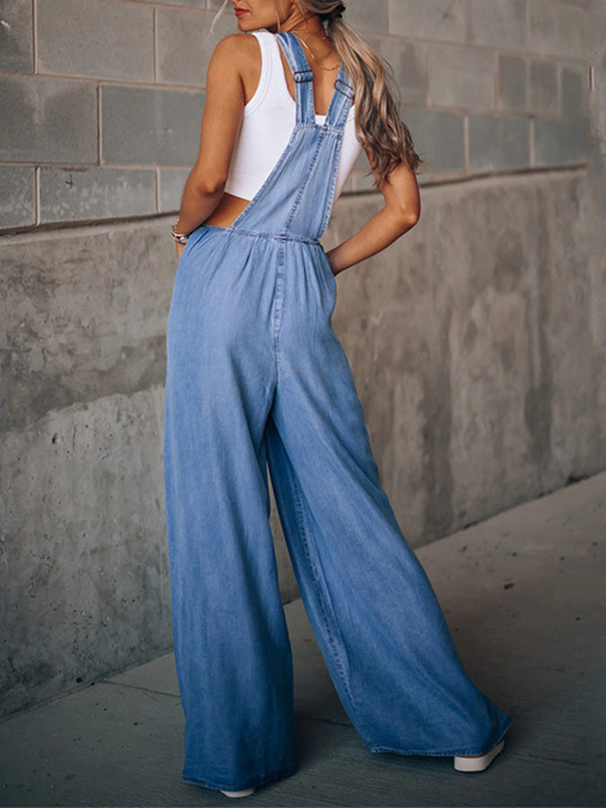 Denim Wide-leg Pants Jumpsuits