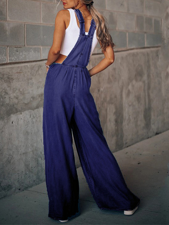 Denim Wide-leg Pants Jumpsuits
