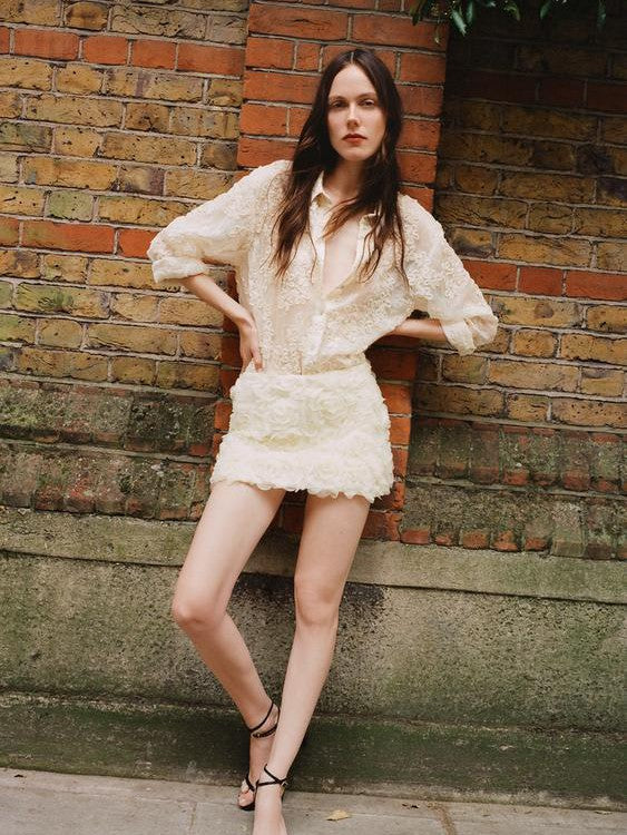 3d Flower Short Applique Skirt