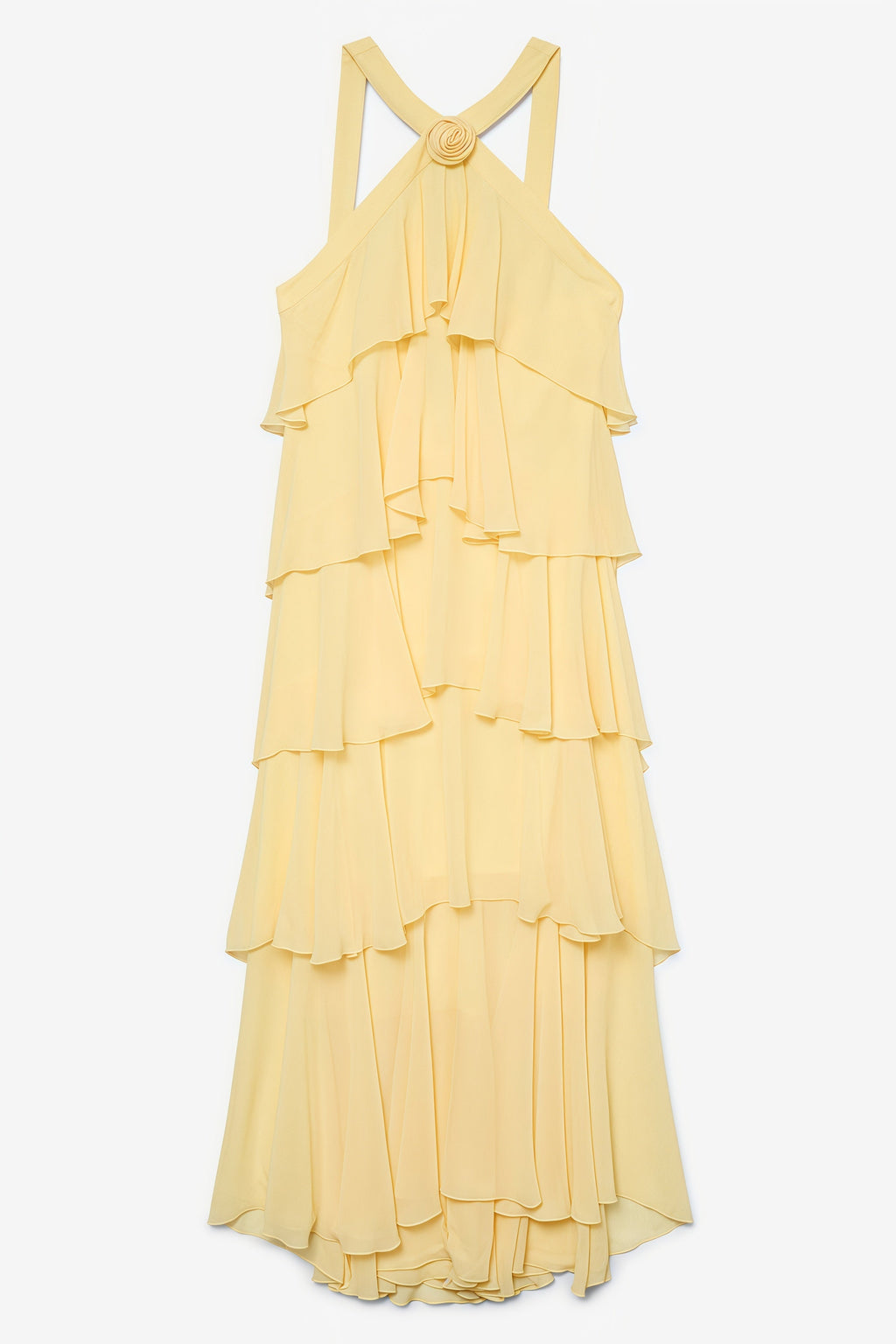Kairot Yellow Backless 3d Flower Maxi Dress