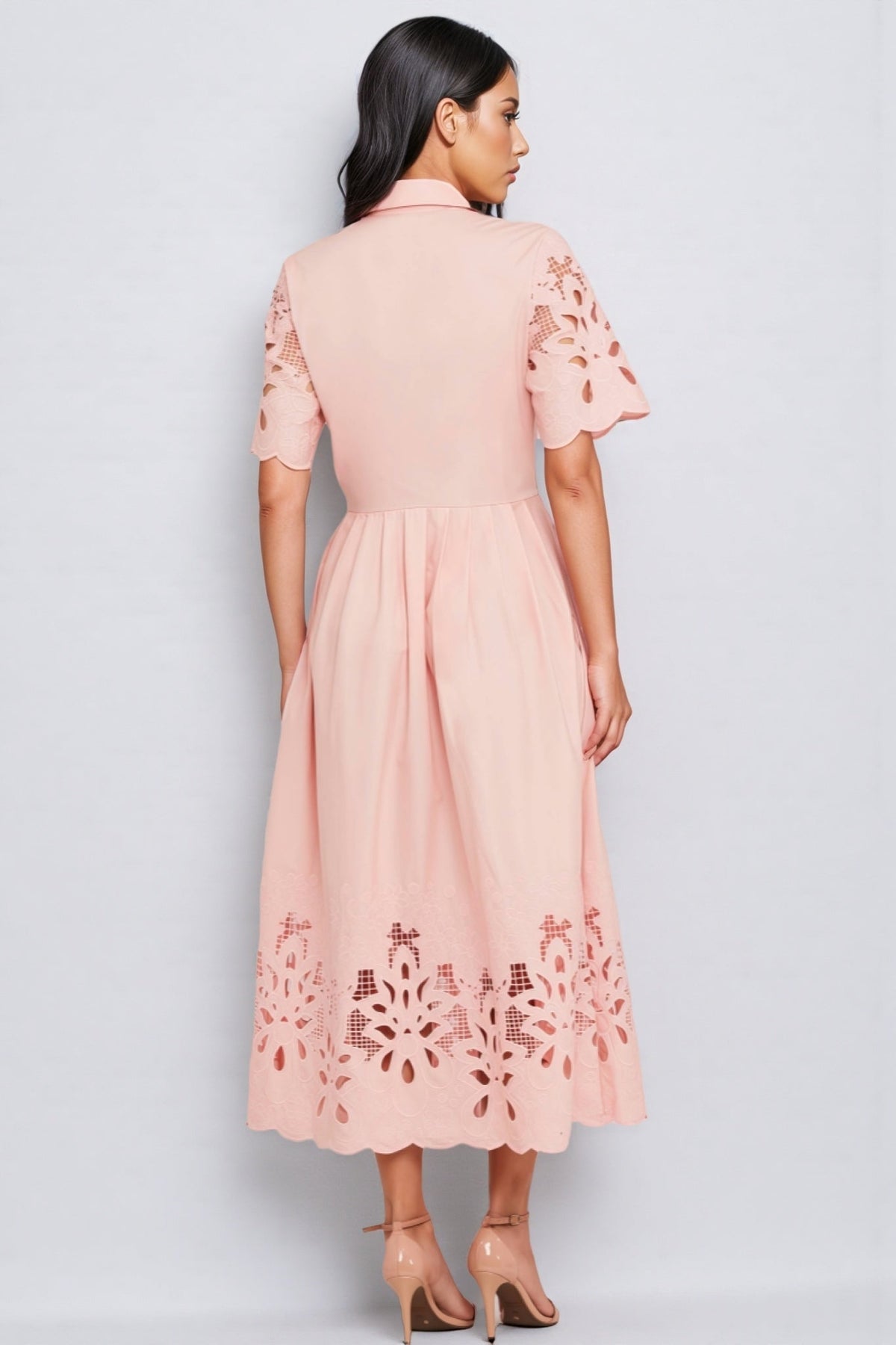 Jex Pink Cutout Lapel Maxi Dress