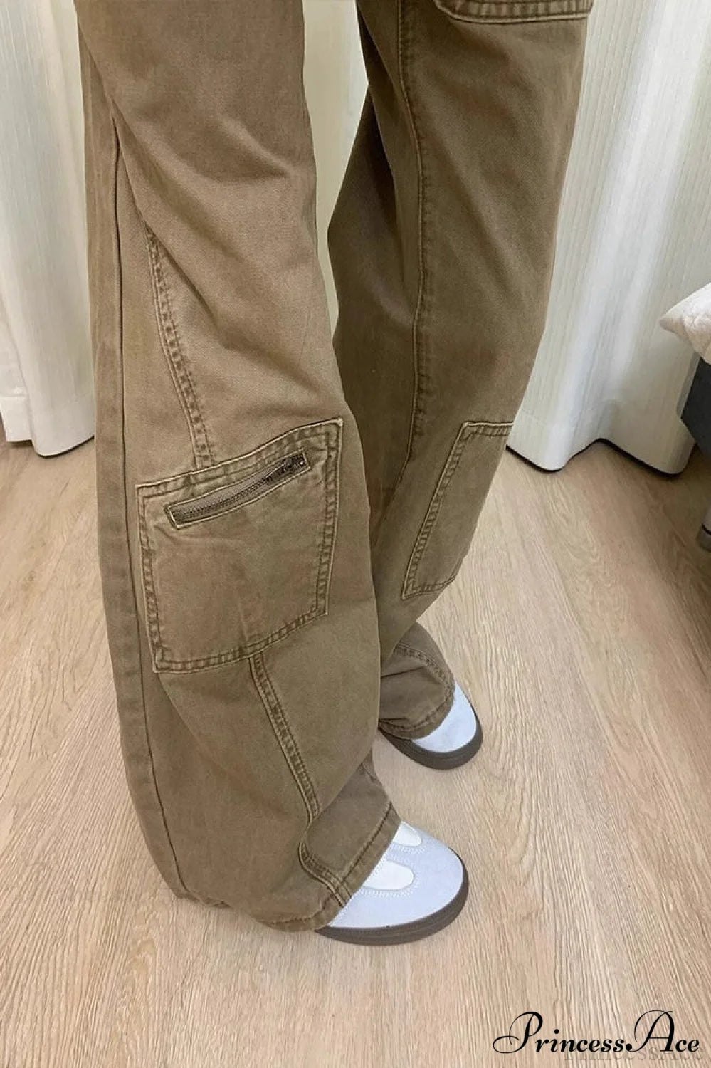 Denim Wide Leg Cargo Pants