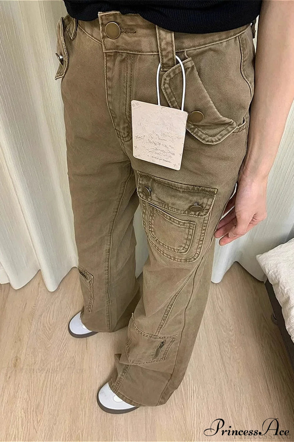Denim Wide Leg Cargo Pants