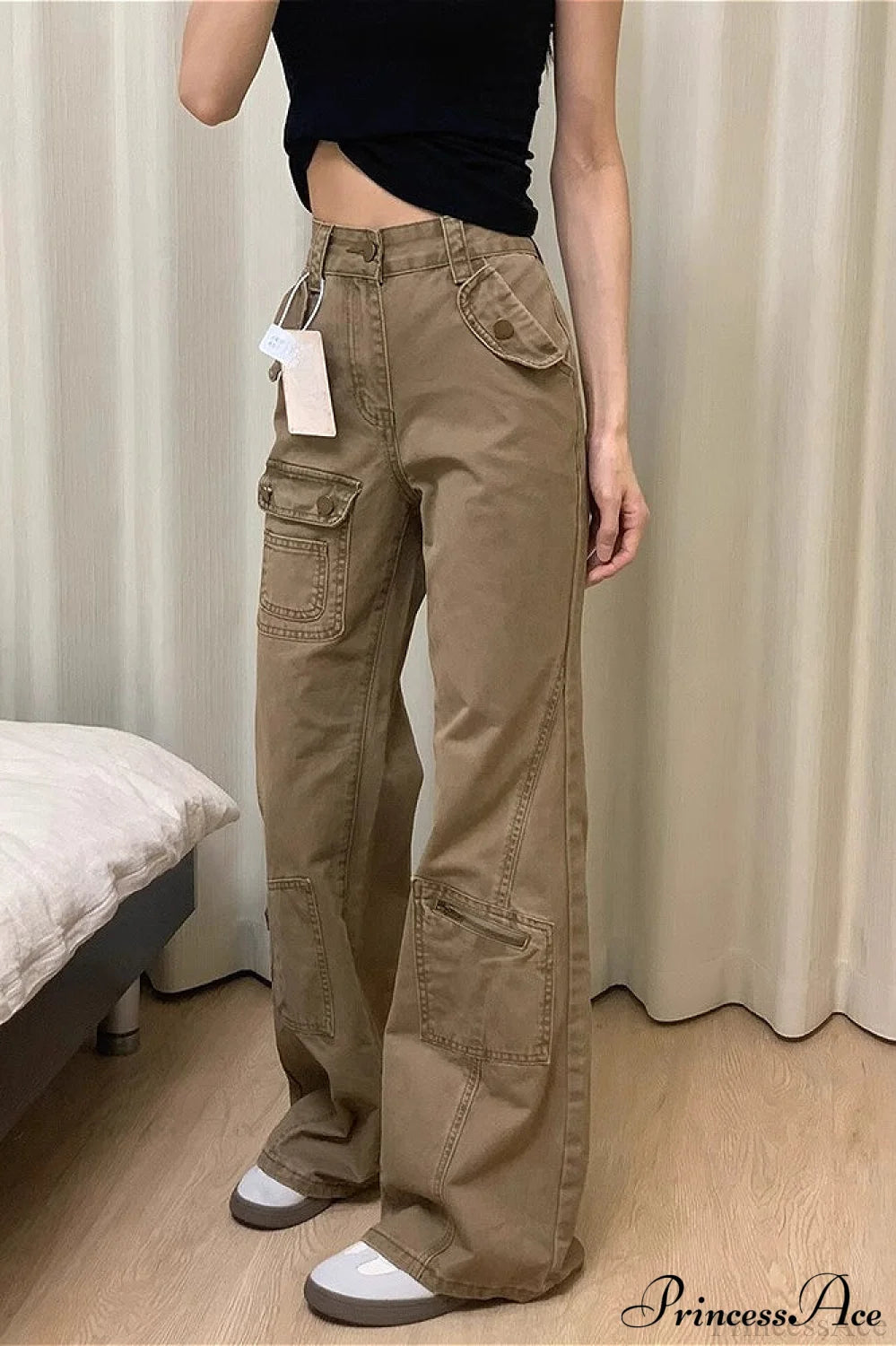 Denim Wide Leg Cargo Pants