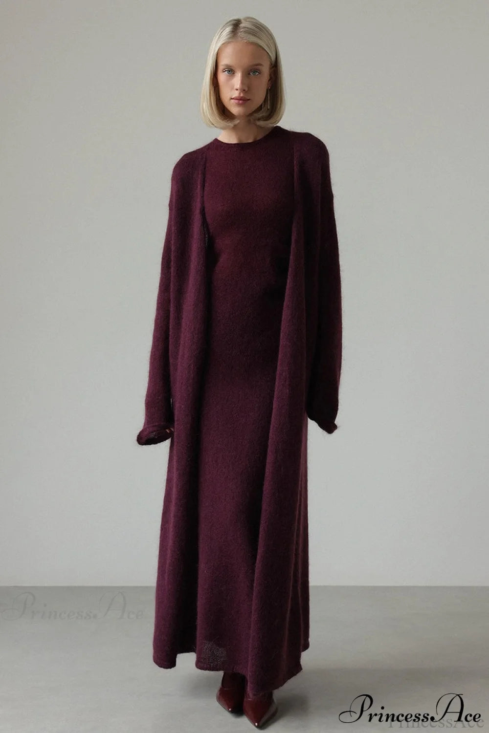 Knit Cardigan and Sleeveless Dress Two Piece Set