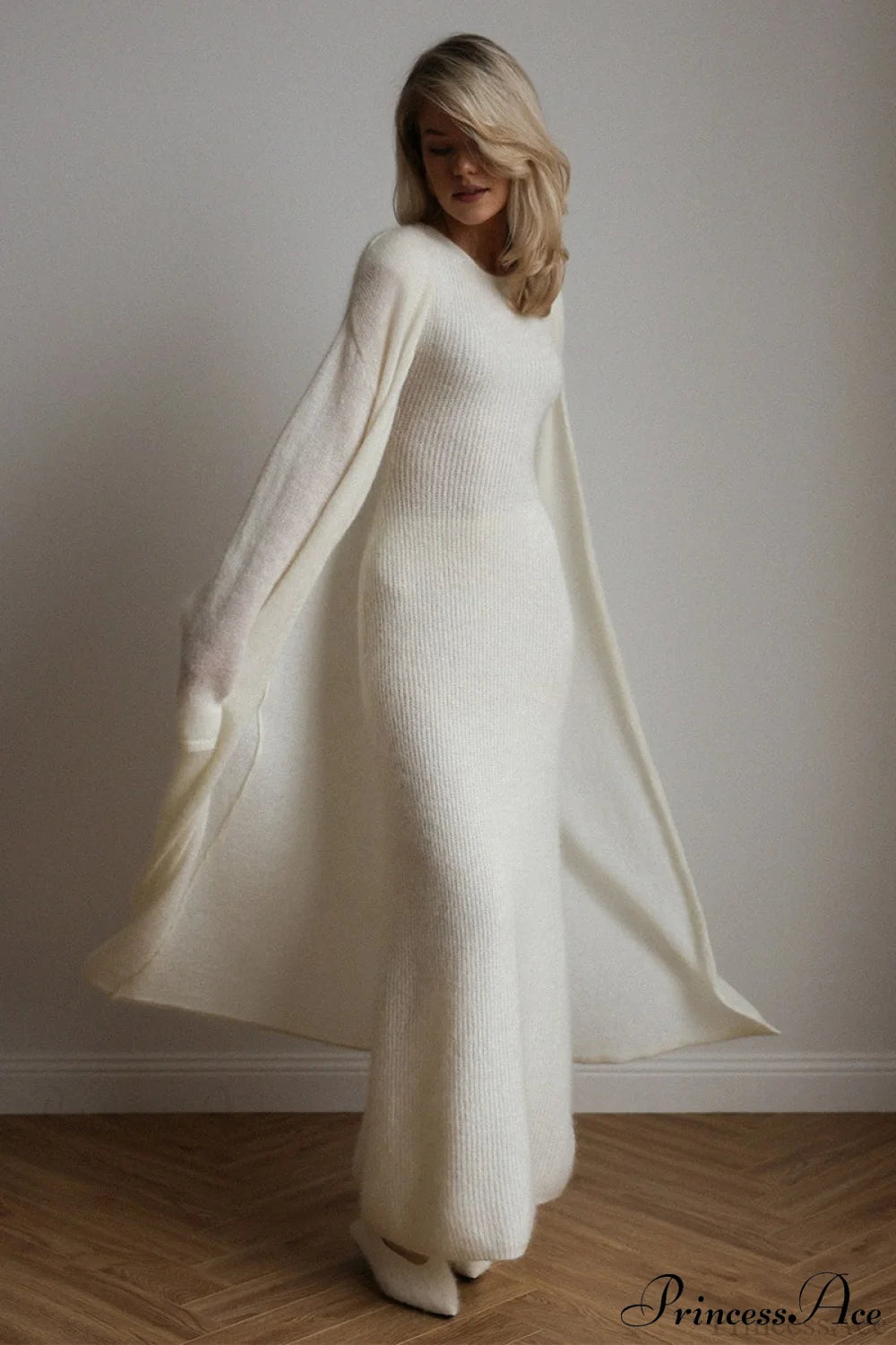 Knit Cardigan and Sleeveless Dress Two Piece Set