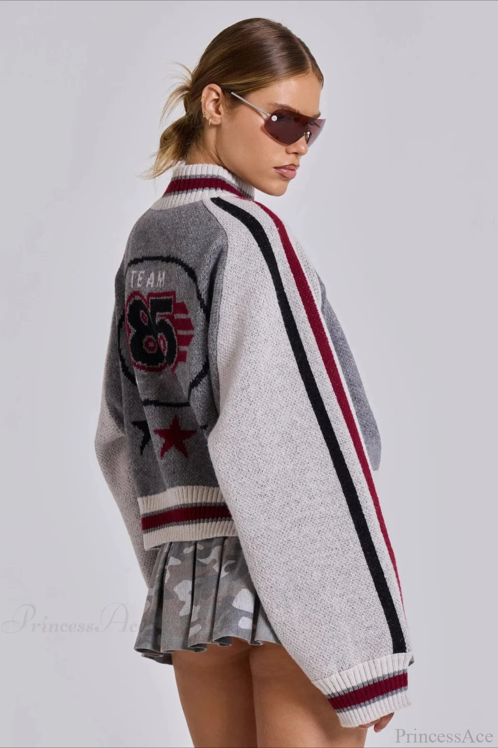 Letter Knit Cardigan Sweater