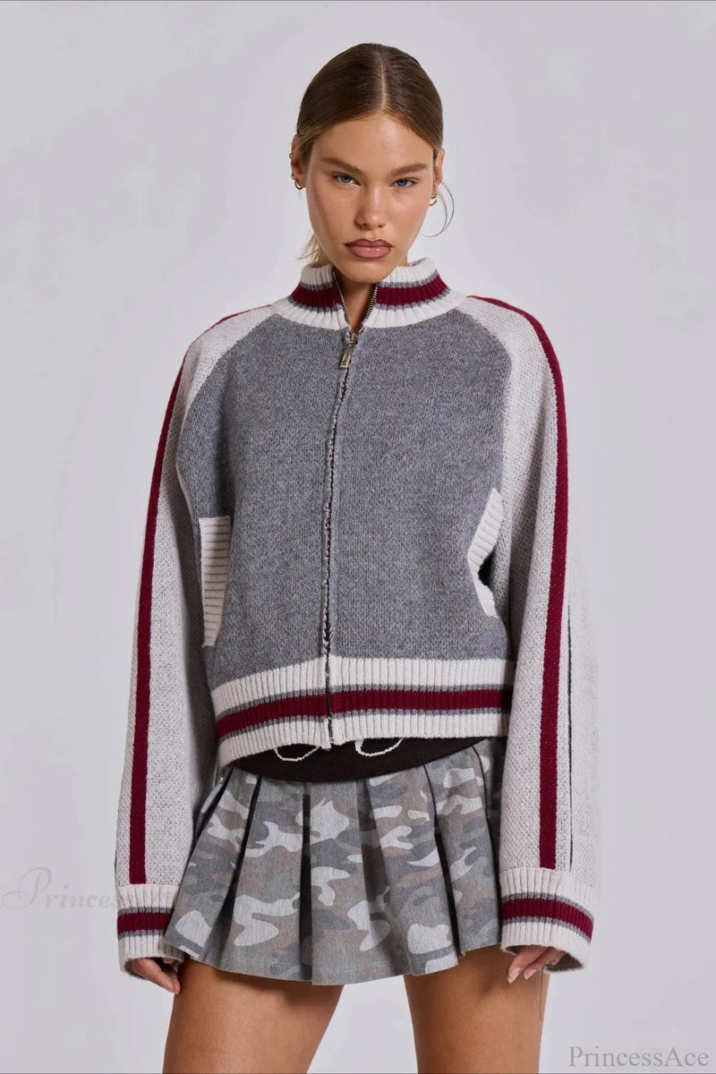Letter Knit Cardigan Sweater