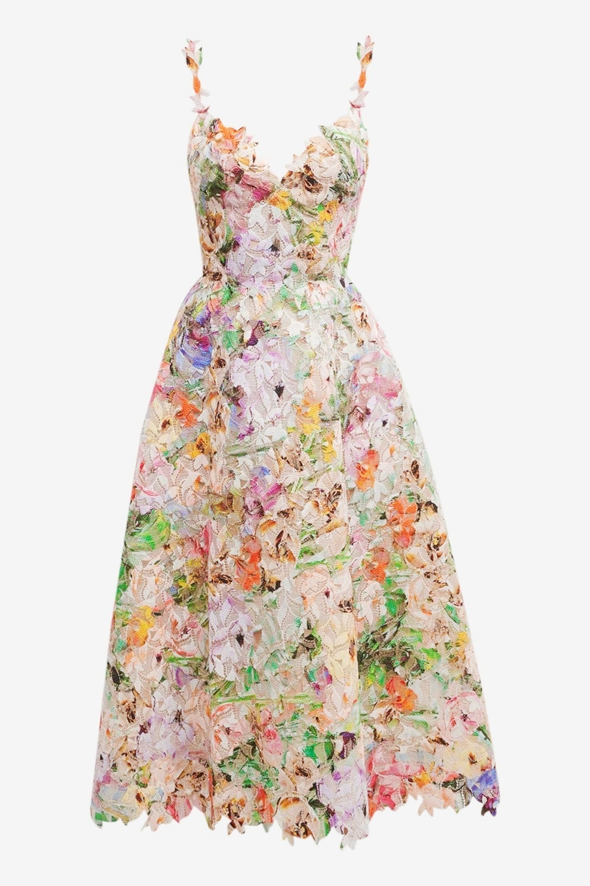 Violet Embroidered Lace Midi Dress
