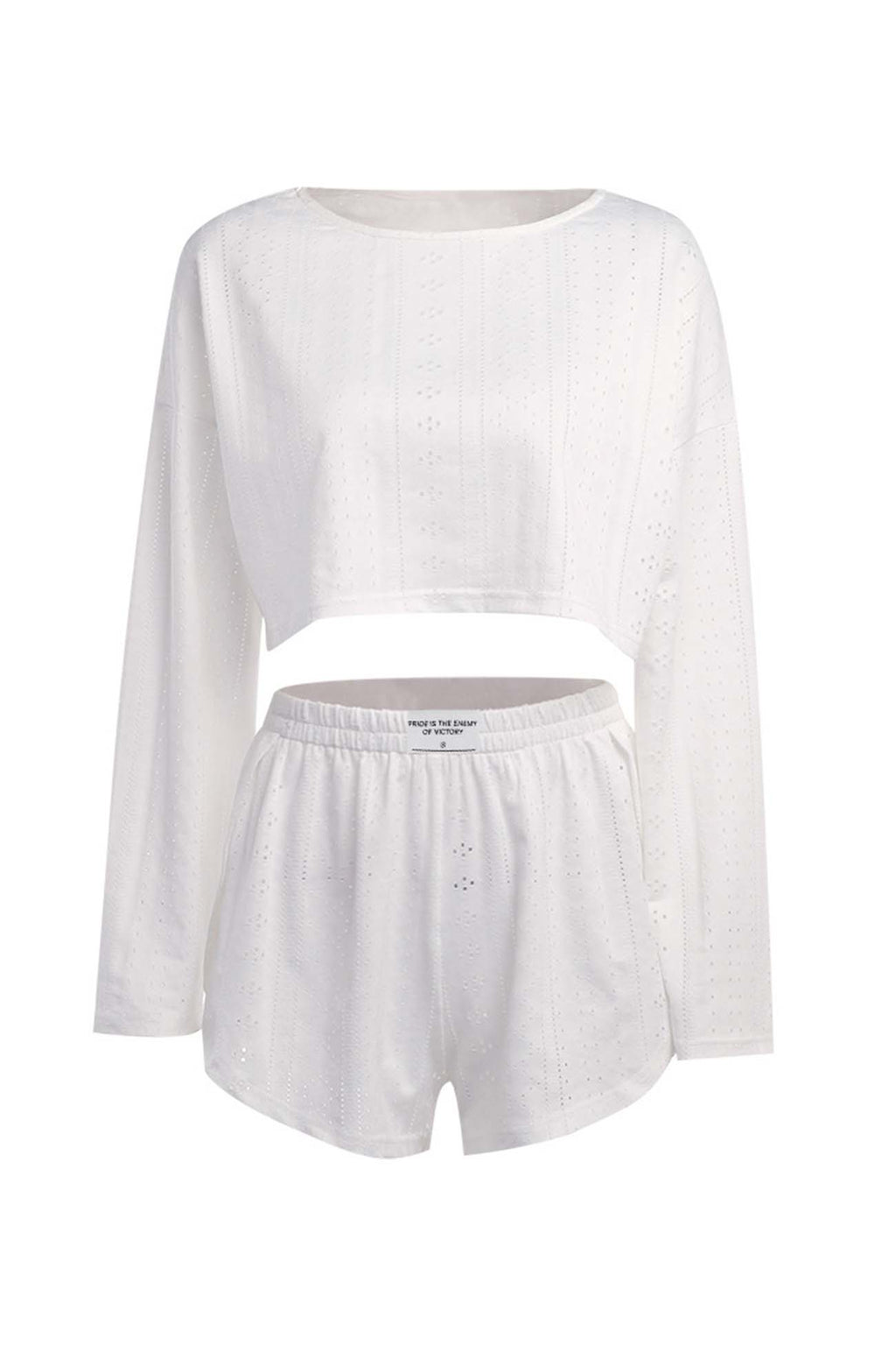 Hollow Long Sleeve Shorts Slit Two-piece Set