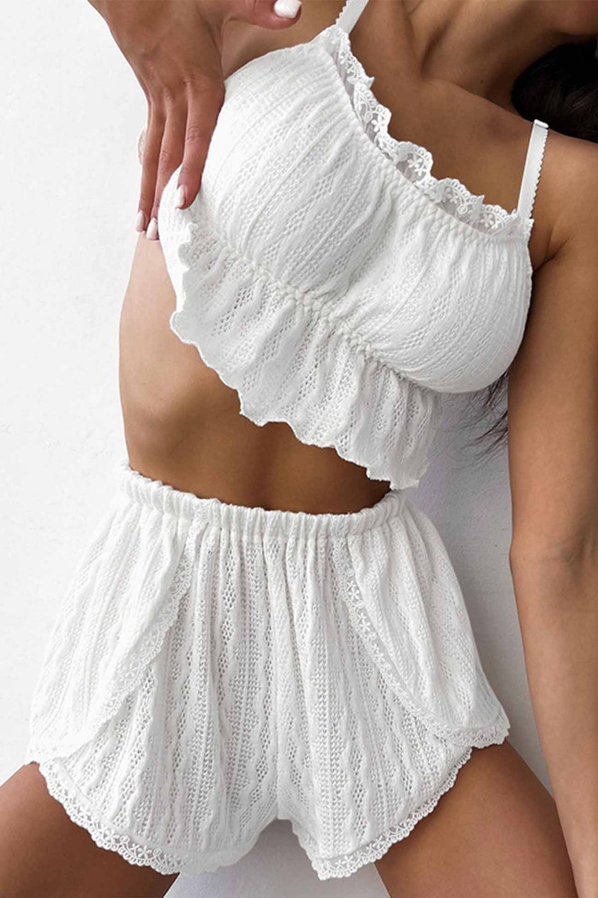 Lace Cami Top Shorts Loungewear Set