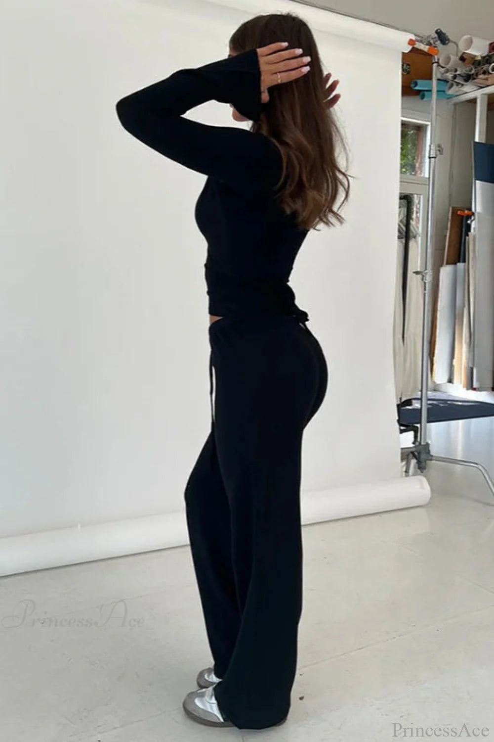 Y2k V-neck Fitted Top Pants Two Piece Set